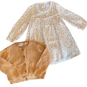 Nordstrom Dress Scalloped Knit Sweater Set Cottage Brown 12 Months Girls Outfit